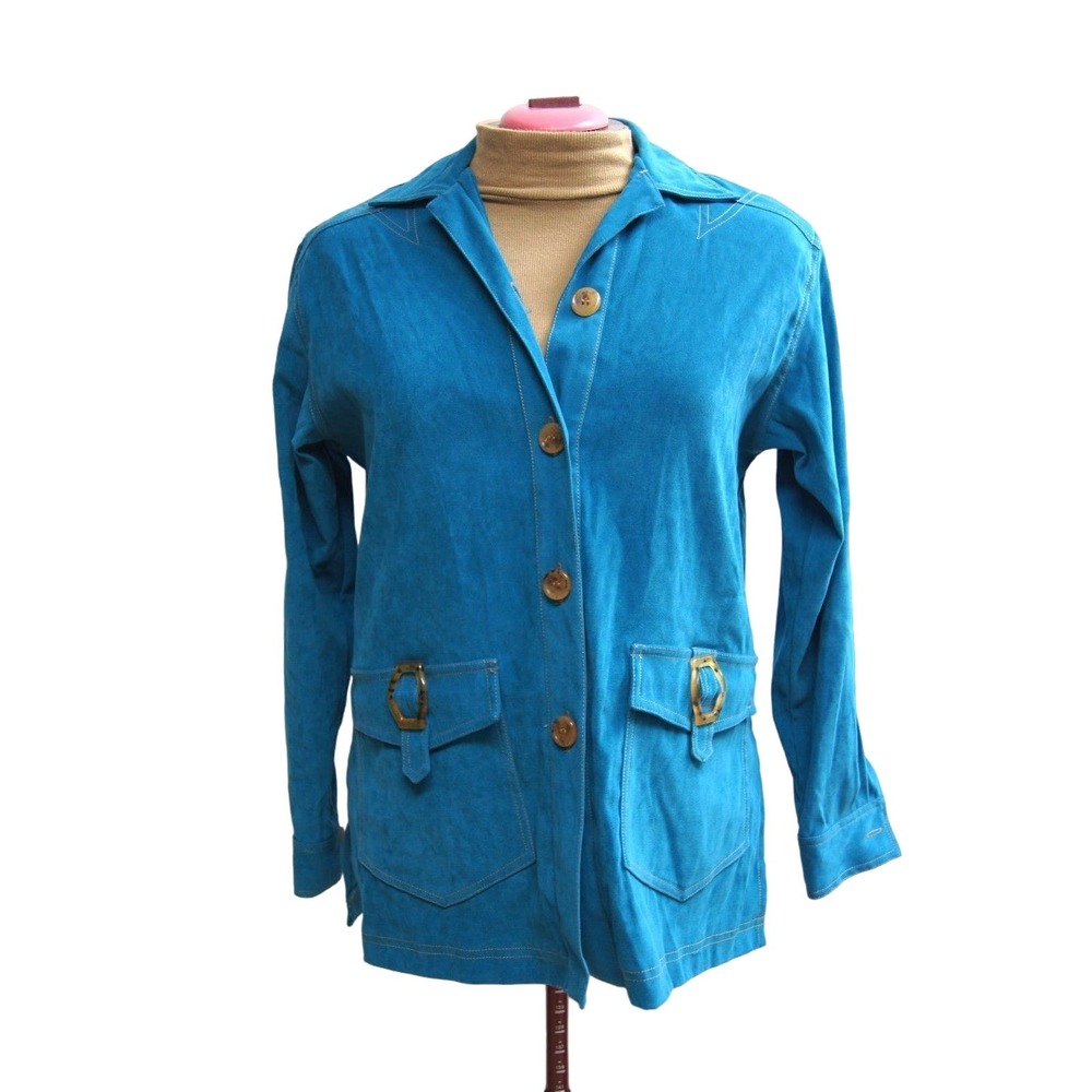 St Germain Paris jacket blue women's size S small 4 button front top